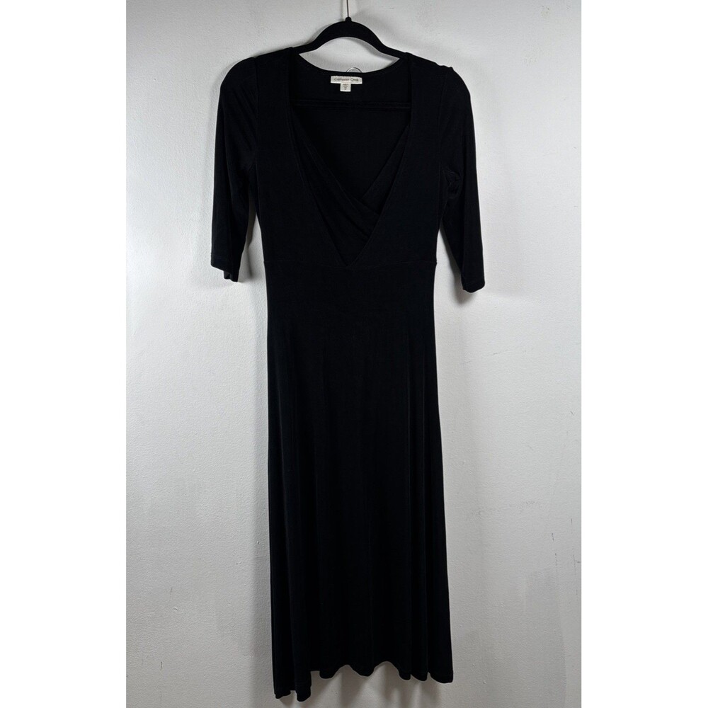 Coldwater Creek Black Maxi Dress Women’s XS Long Surplice V-Neck 3/4 Sleeve